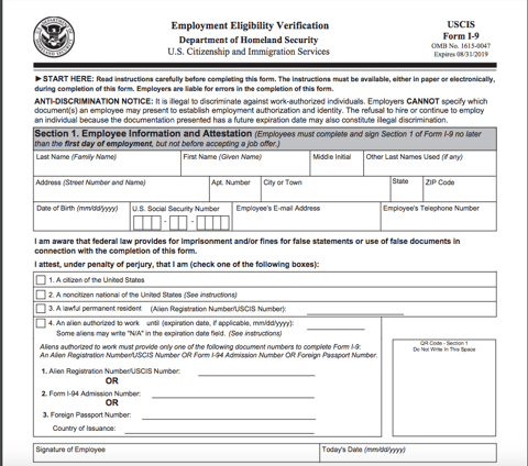 New new I-9 Form
